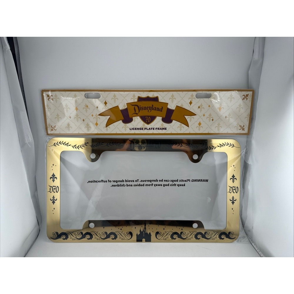 Disneyland Resort 70th Anniversary Metal Gold License Plate Frame 2025 Mickey